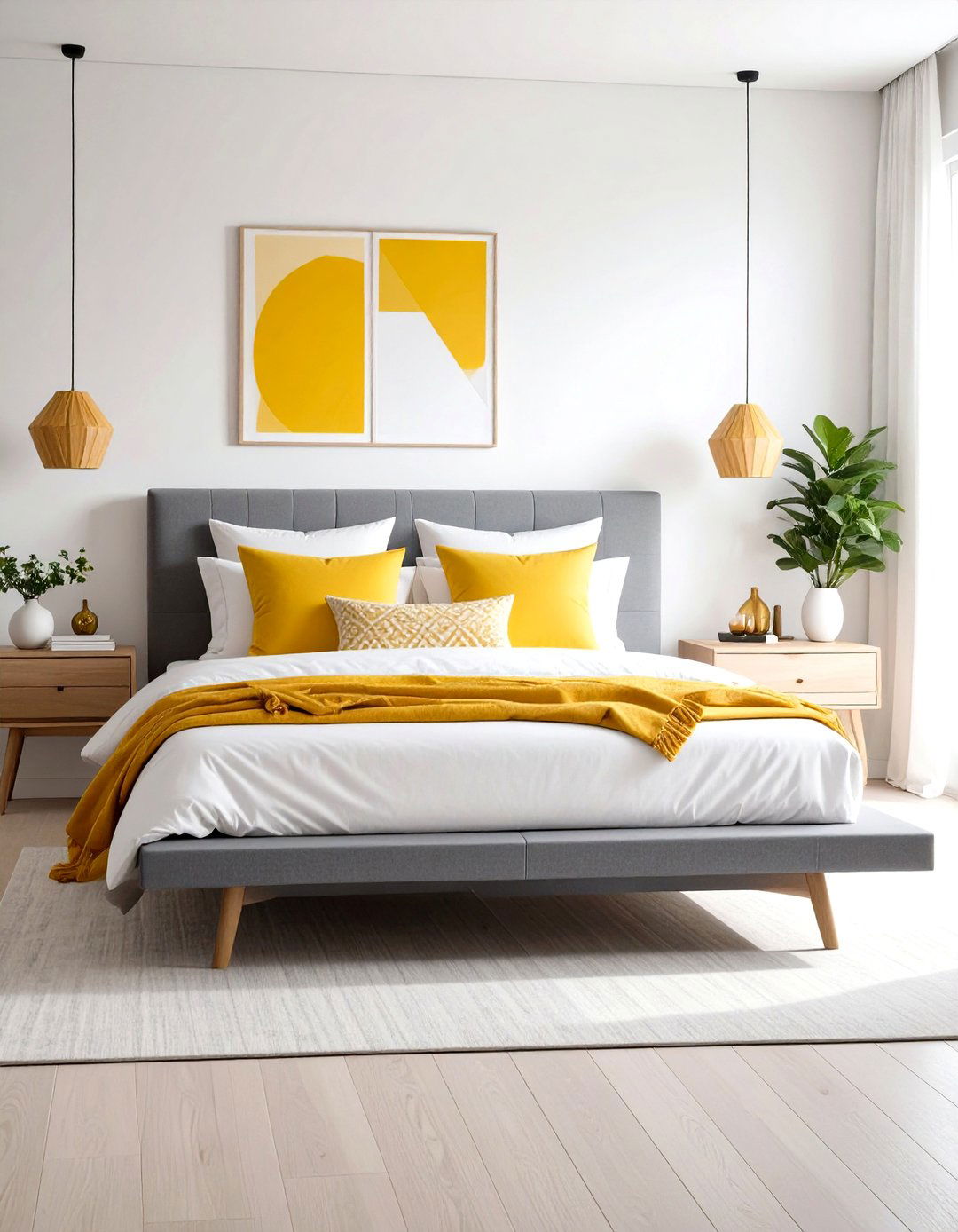 Modern Contemporary Yellow and Grey Bedroom - 24 Yellow and Grey Bedroom Ideas