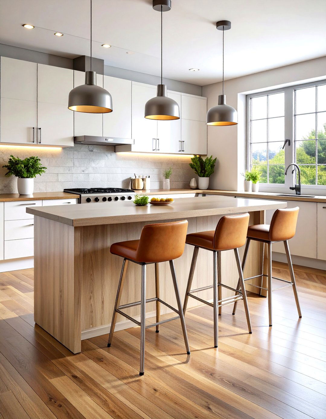 Modern Counter Stools with Clean Lines - 24 Kitchen Island Ideas With Seating