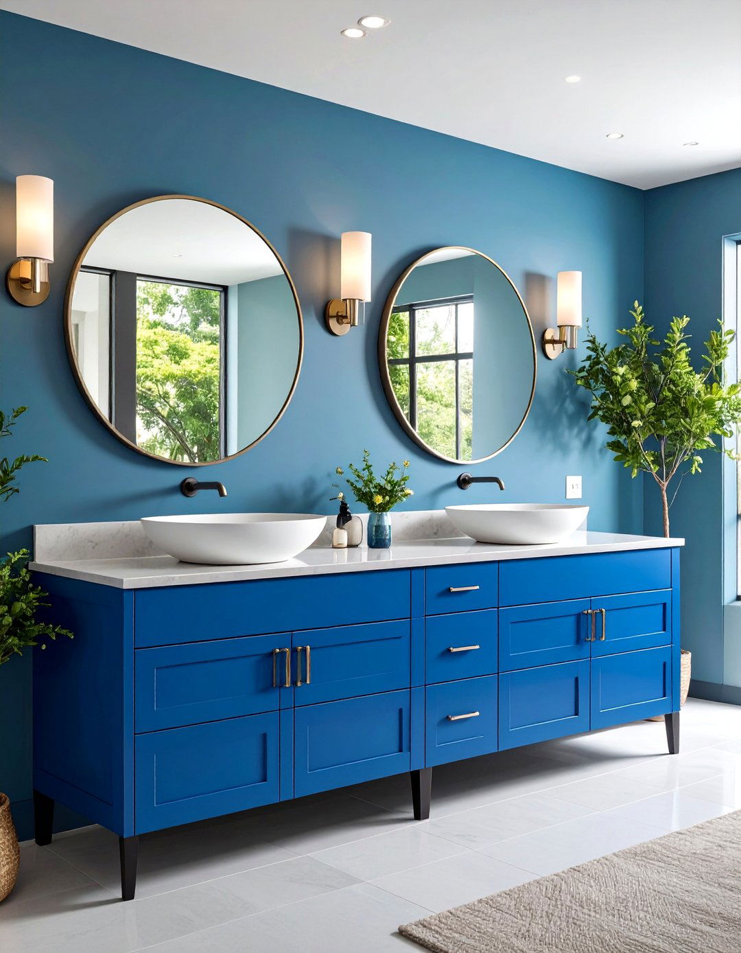 Modern Double Sink Blue Vanities - 24 Blue Bathroom Vanity Ideas