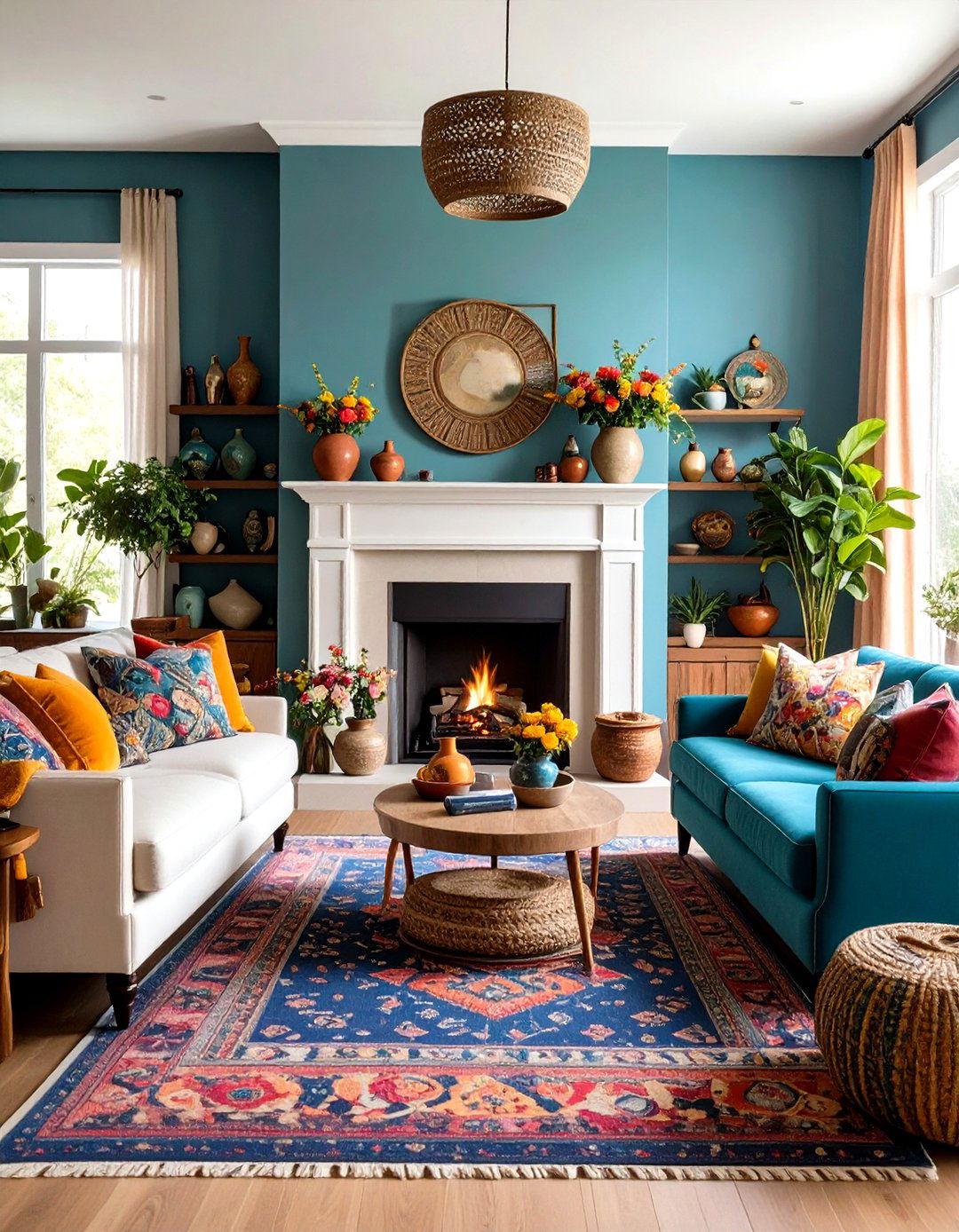 Modern Eclectic Fireplace with Global Influences - 24 Fireplace Decor Ideas