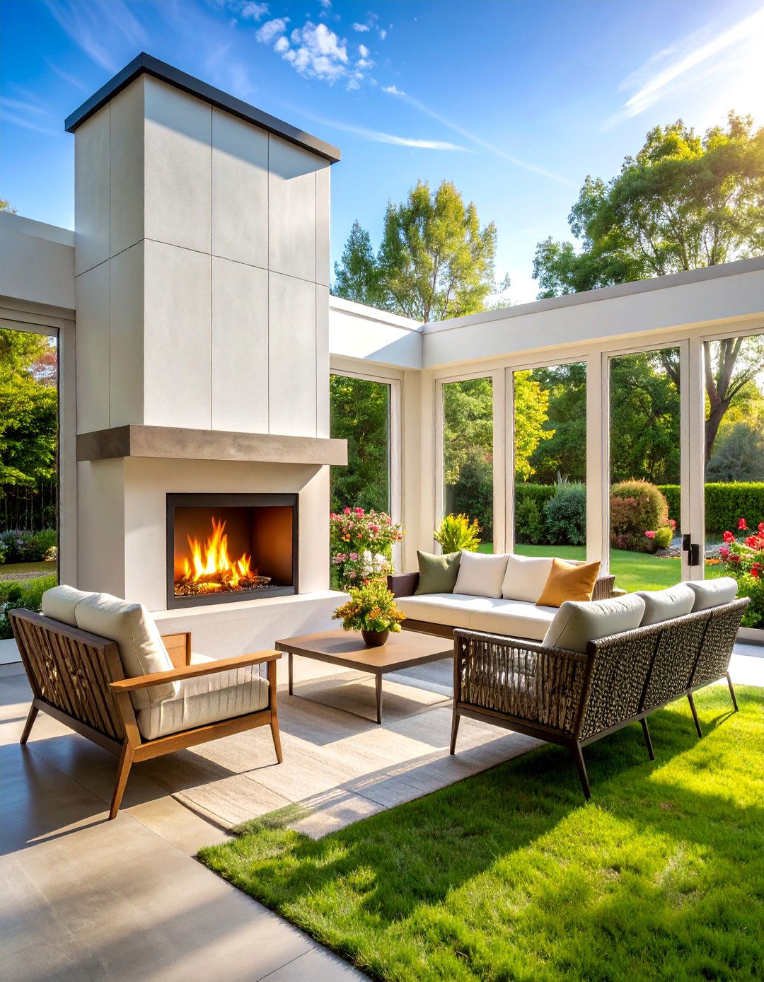 Modern Electric Fireplace Design - 24 Sunroom With Fireplace Ideas