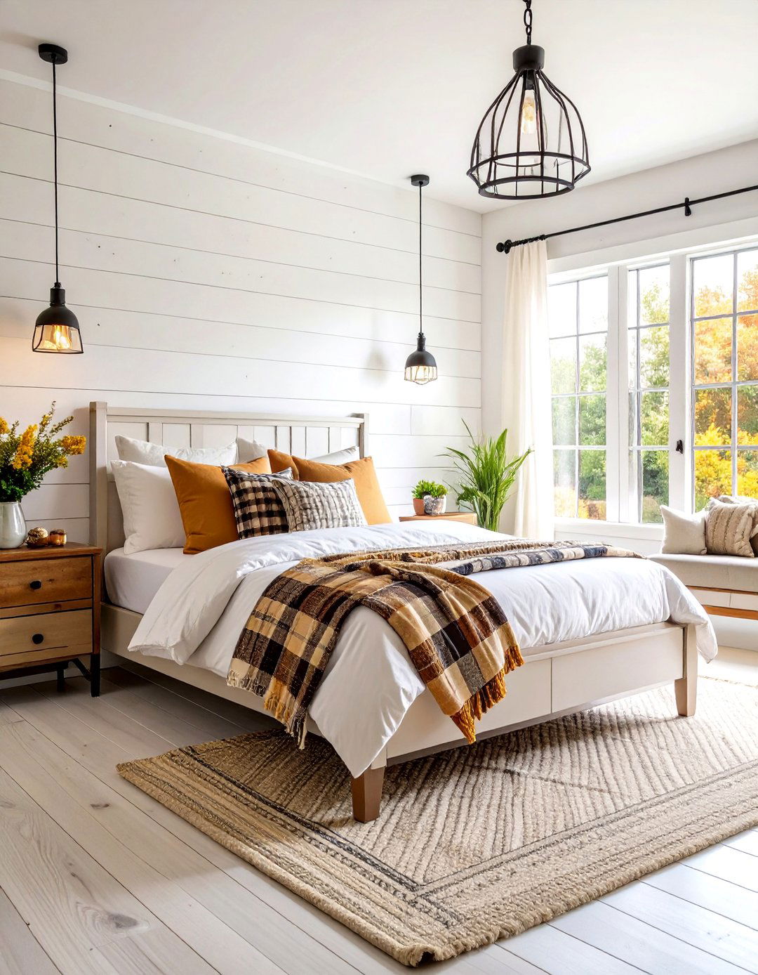 Modern Farmhouse Bedroom with Shiplap Walls - 24 Cozy Bedroom Ideas