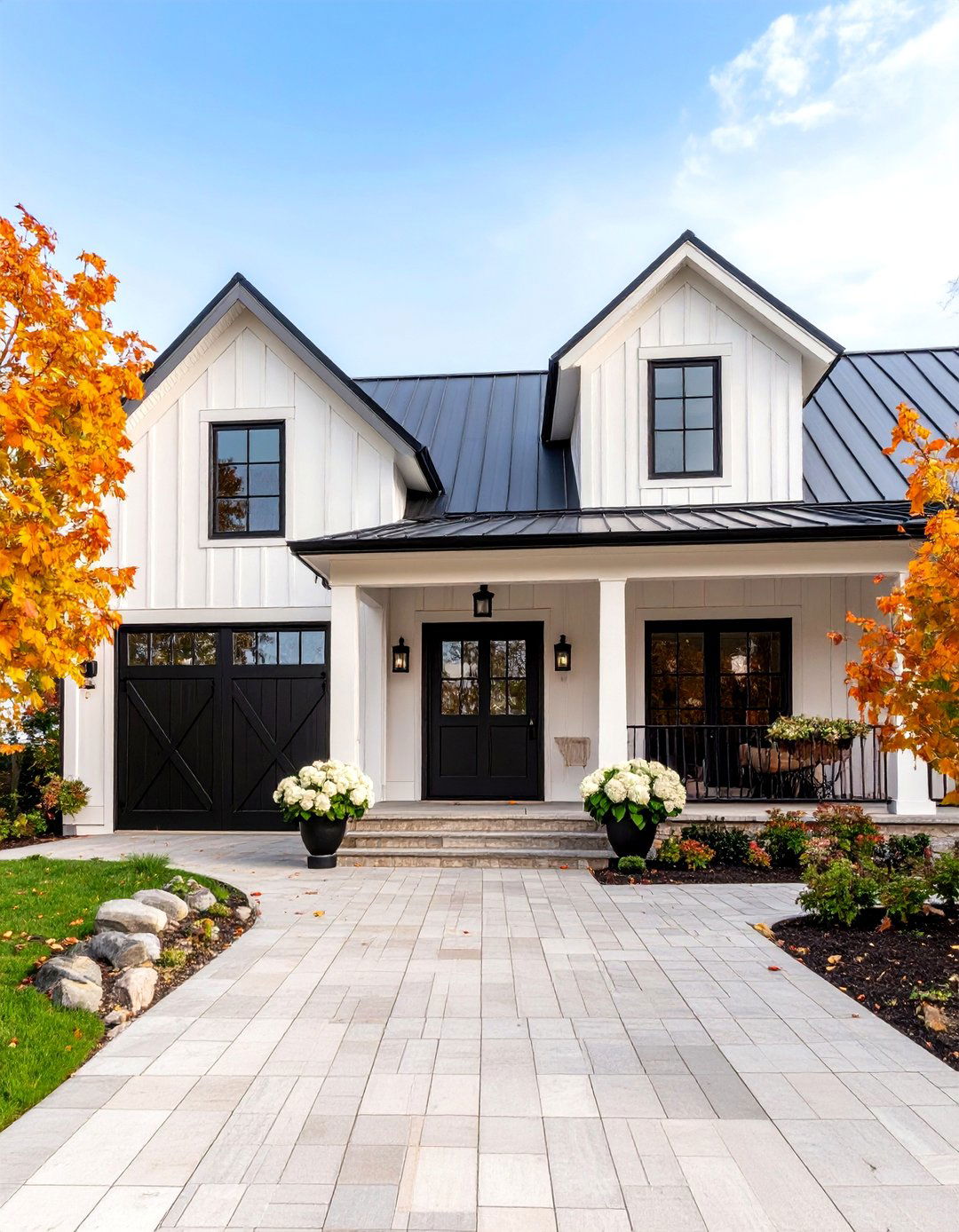 Modern Farmhouse Black Barn Door Exterior - 24 Black and White House Exterior Ideas