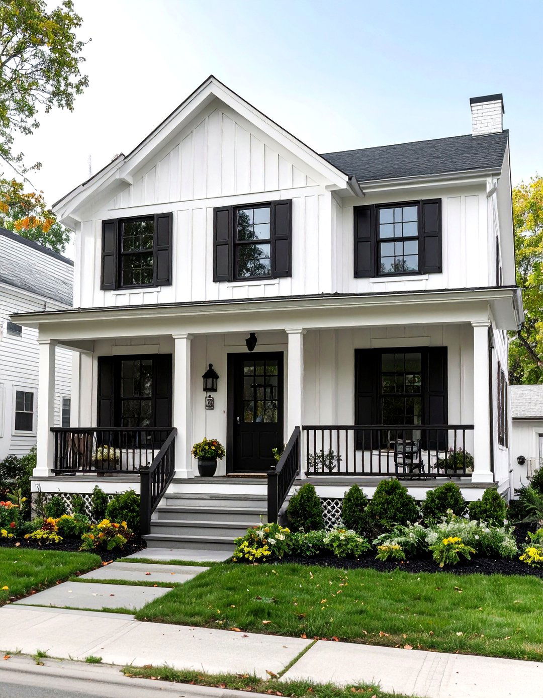 Modern Farmhouse Board and Batten Design - 24 single story white house black trim