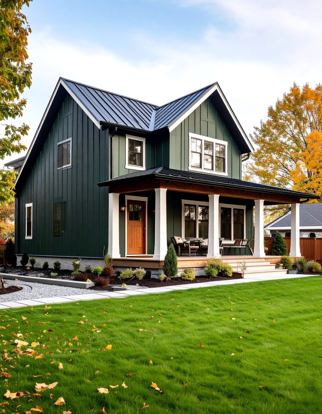 Modern Farmhouse Board and Batten Design - 24 Dark Olive Green House Designs