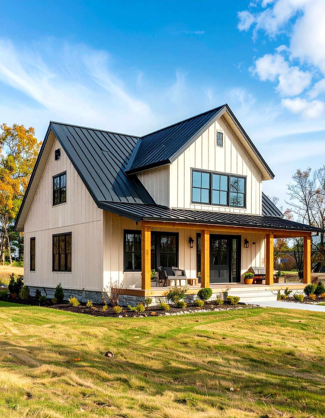 Modern Farmhouse Board and Batten Siding - 24 beige and black house exterior ideas