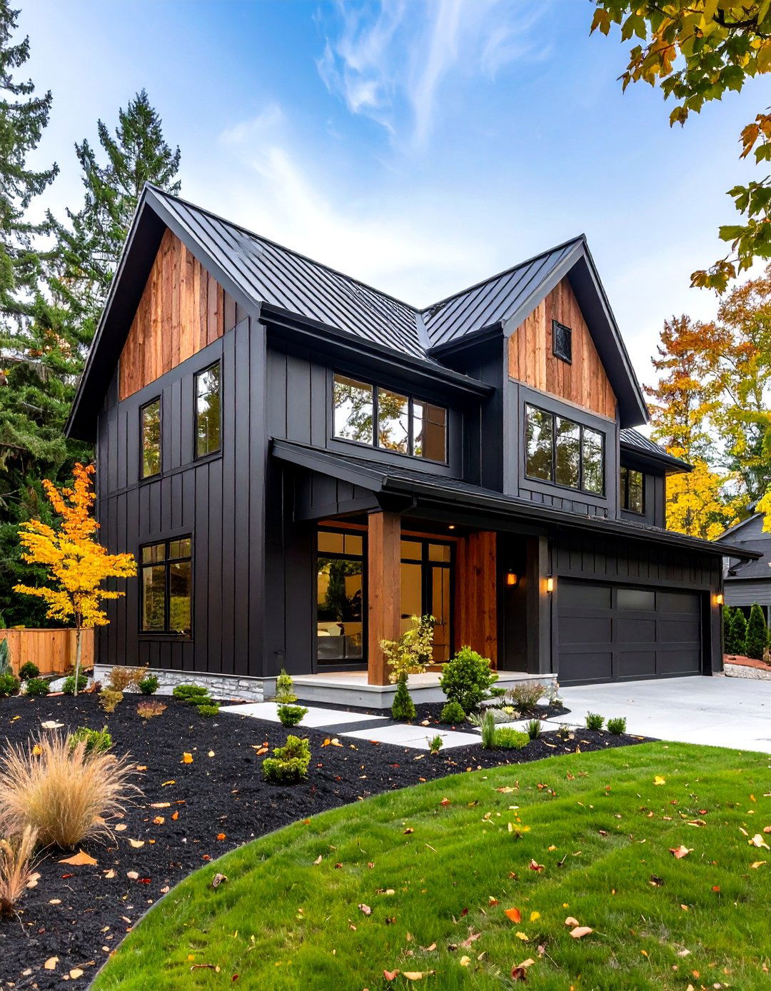 Modern Farmhouse Cedar Siding Blend - 24 Black House With Cedar Accents