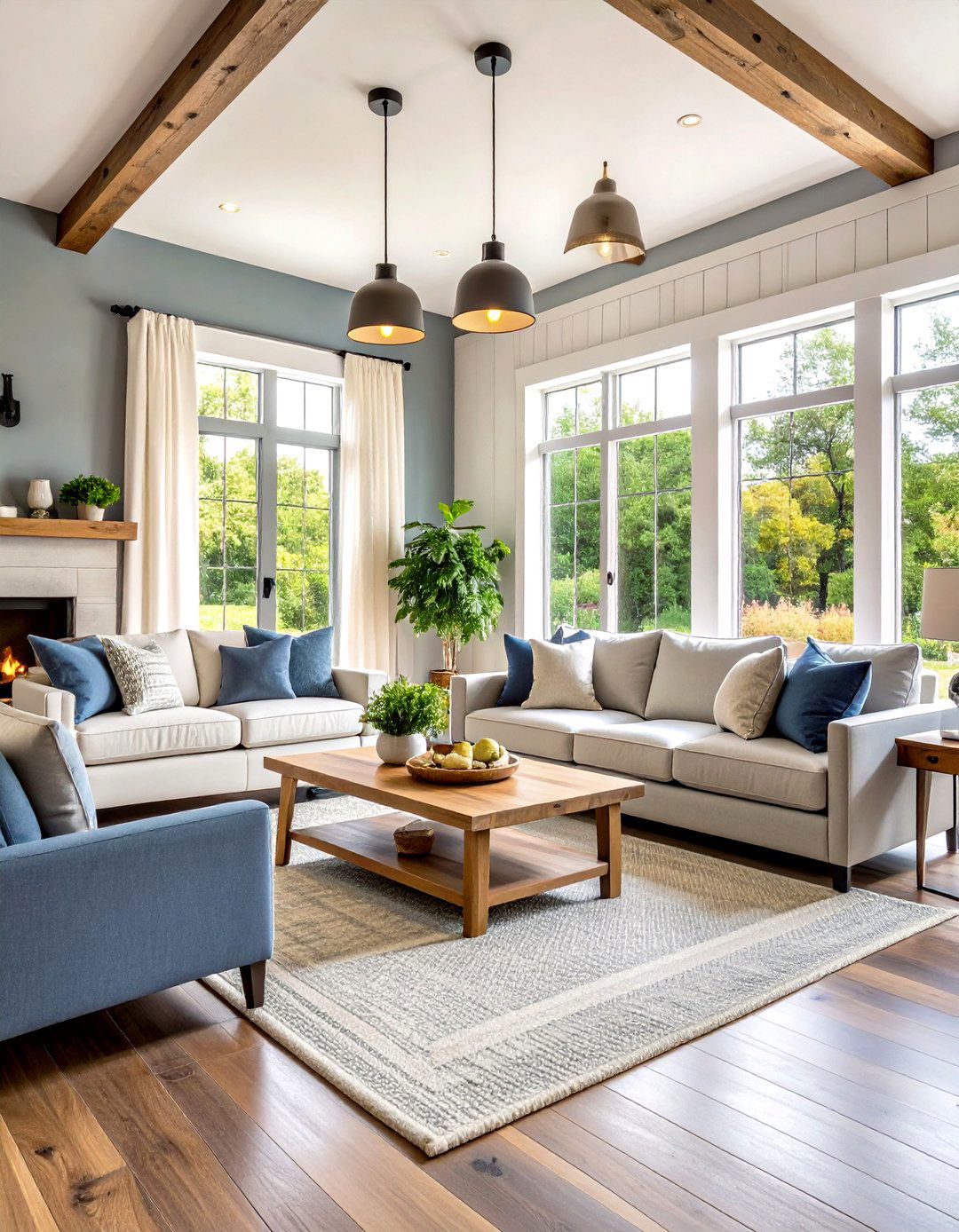 Modern Farmhouse Clean Lines - 24 Contrasting Living Rooms With Dark Grey Walls