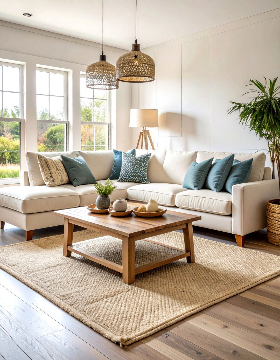 Modern Farmhouse Cream Couch with Shiplap Accents - 24 Cream Couch Living Room Ideas