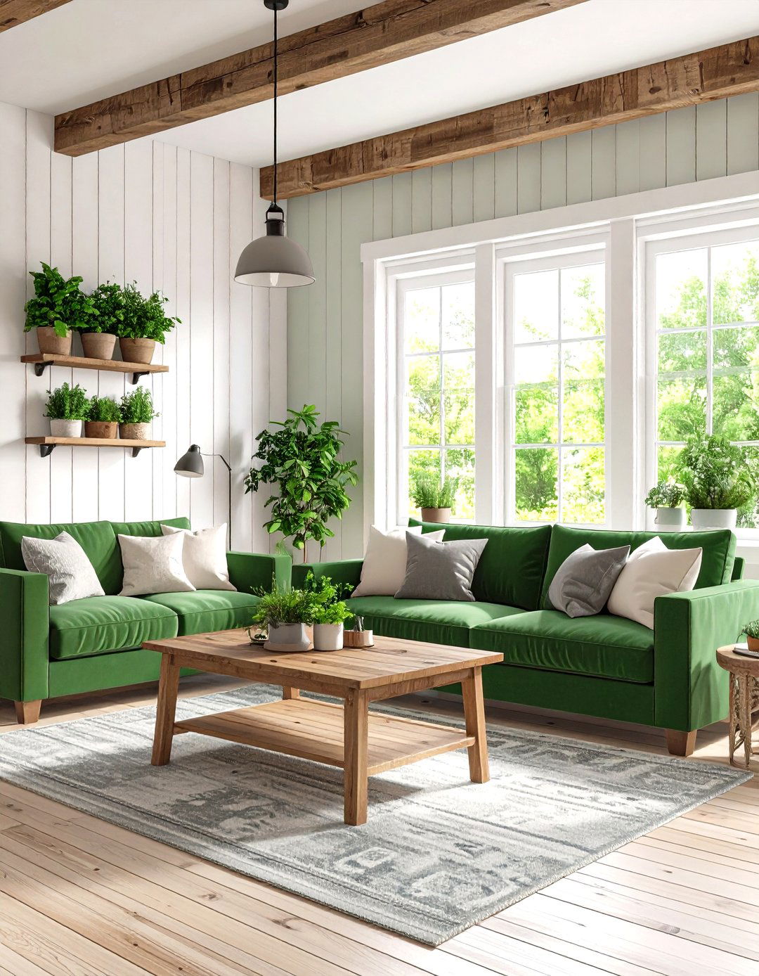 Modern Farmhouse Emerald Green Sofa Design - 24 Emerald Green Sofa Living Room Ideas