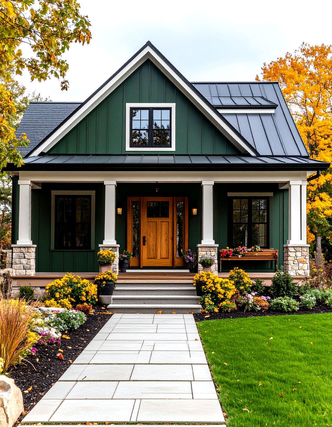 Modern Farmhouse Forest Green Exterior - 24 Forest Green House With Black Trim