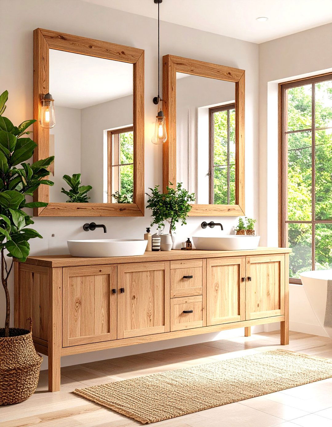 Modern Farmhouse Geometric Mirrors - 24 Farmhouse Bathroom Mirrors Ideas