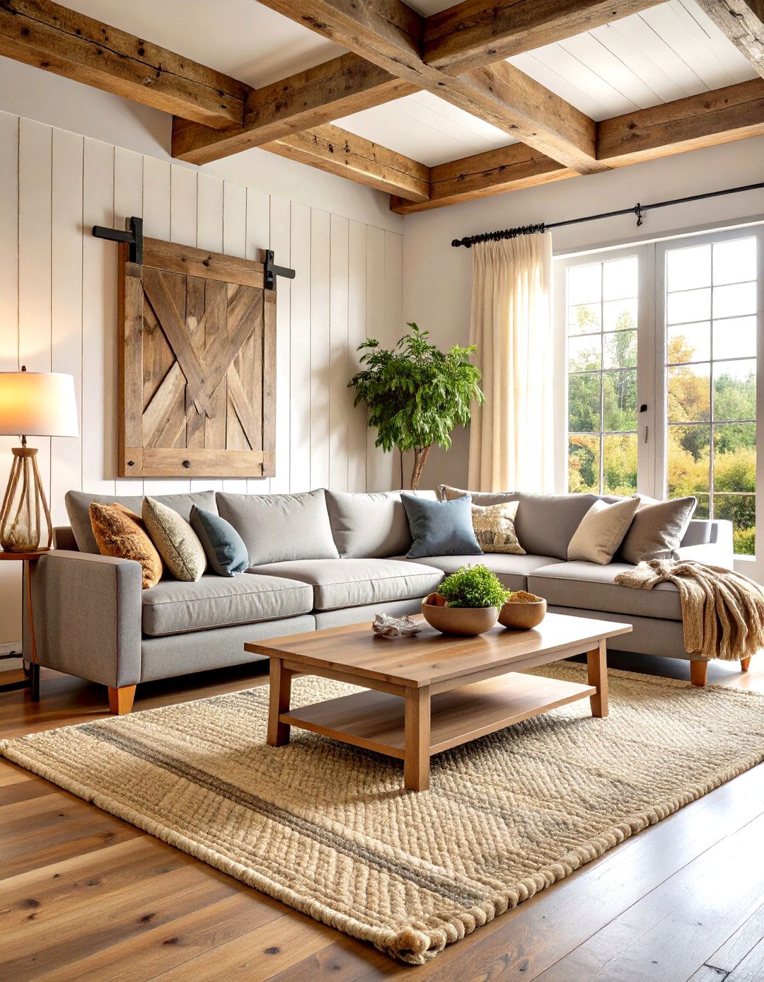 Modern Farmhouse Grey Sectional Layout - 24 Grey Couch Living Room Ideas