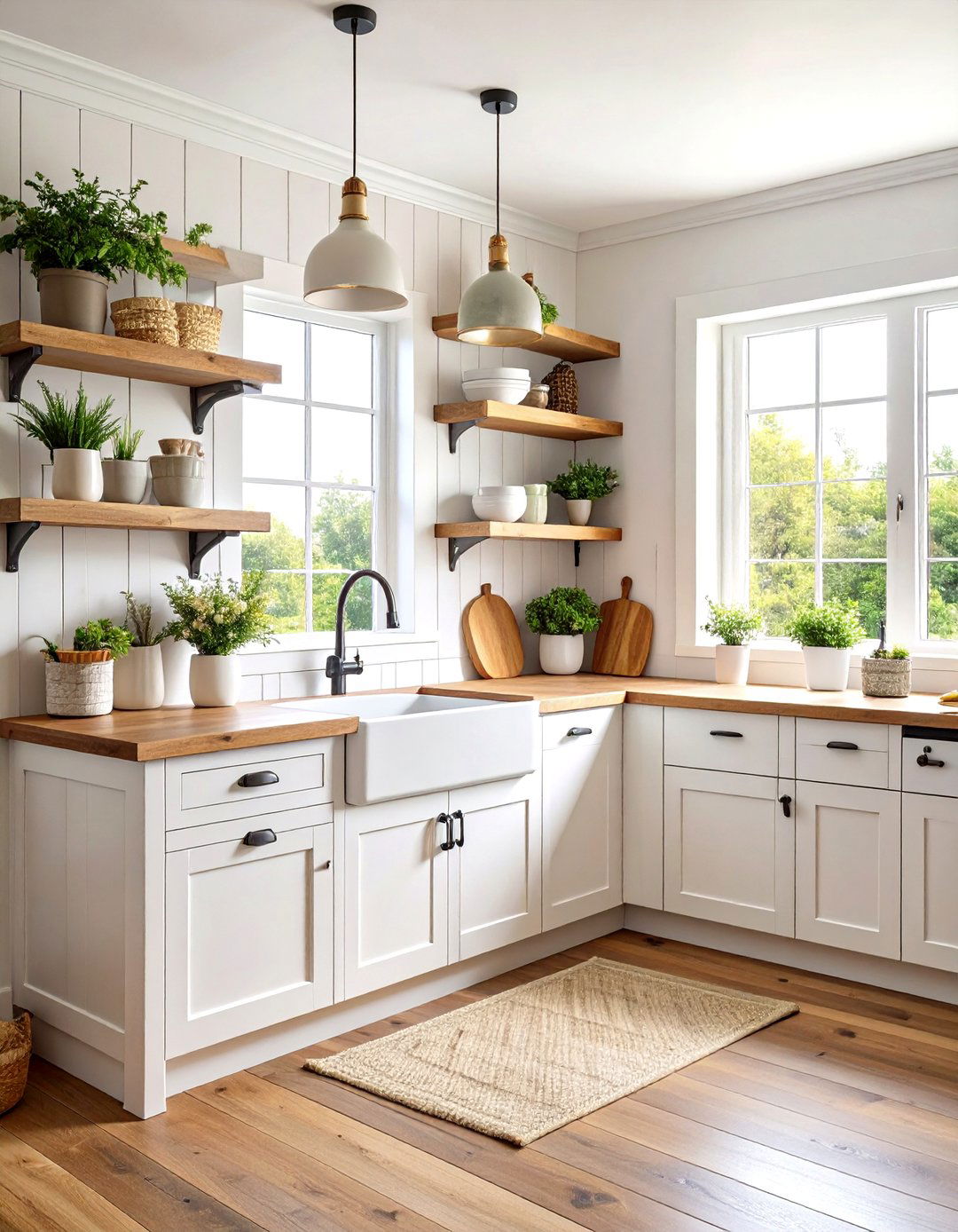 Modern Farmhouse Kitchen Style - 24 Kitchens Without Upper Cabinets