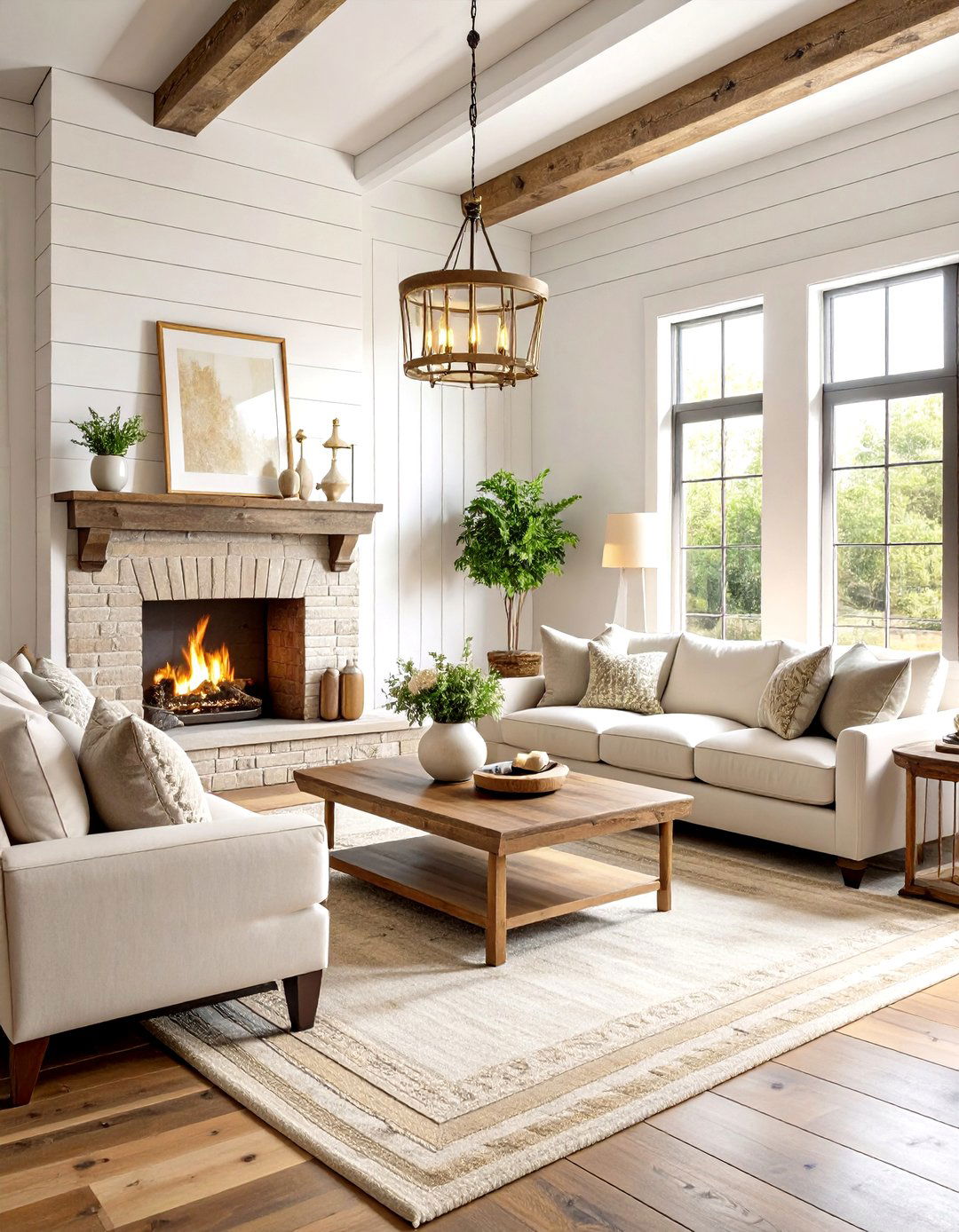 Modern Farmhouse Living - 24 Cream and Gold Living Room Ideas