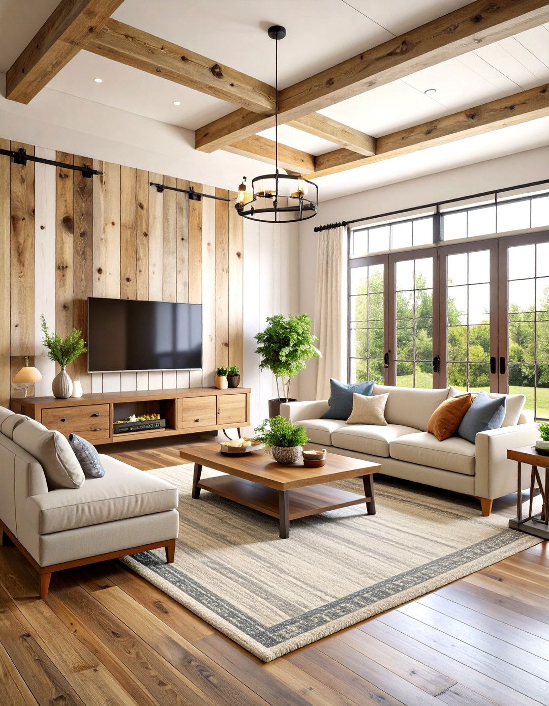 Modern Farmhouse Media Wall - 24 Media Wall Ideas