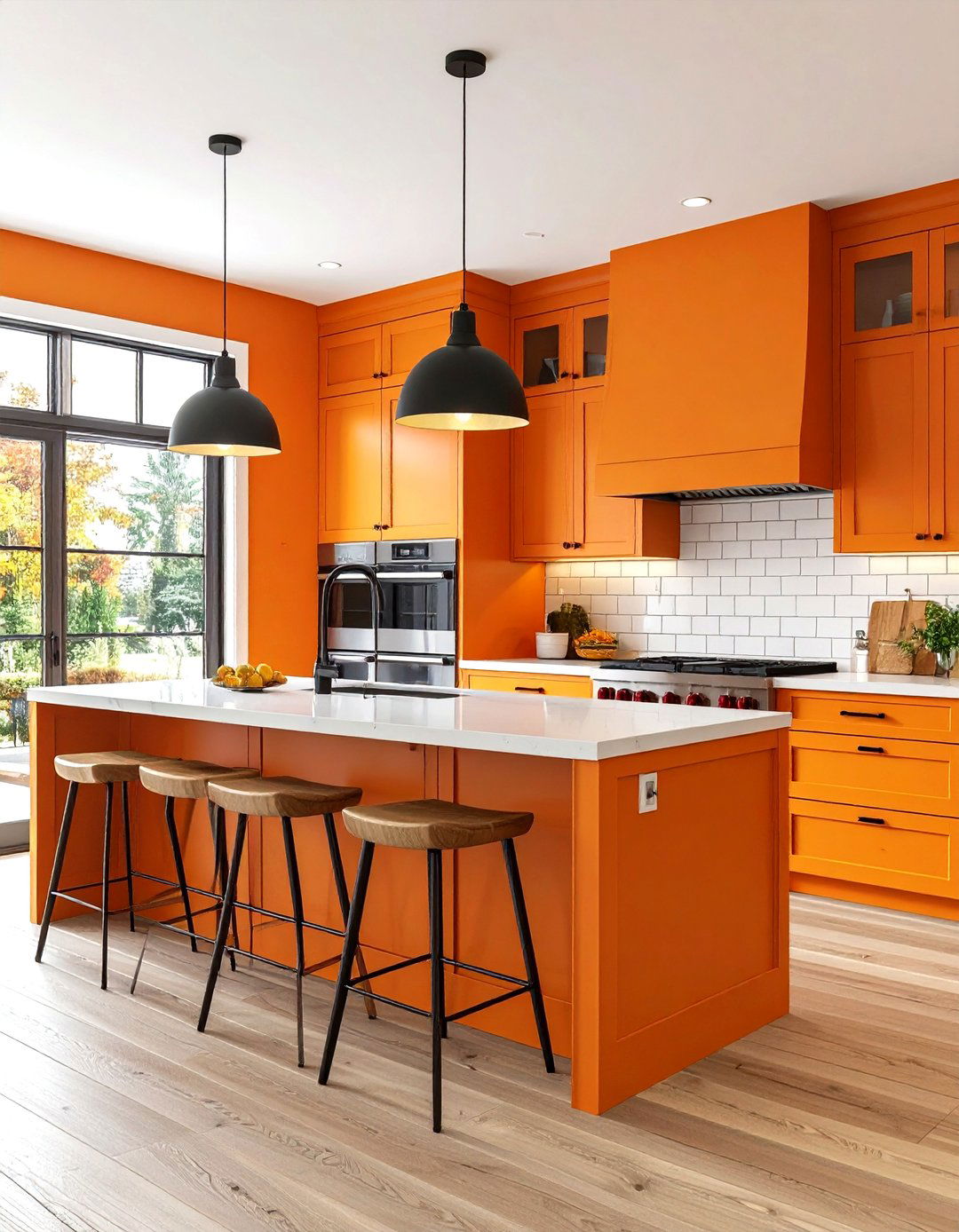 Modern Farmhouse Orange Kitchen Island - 24 Orange Accent Wall Ideas