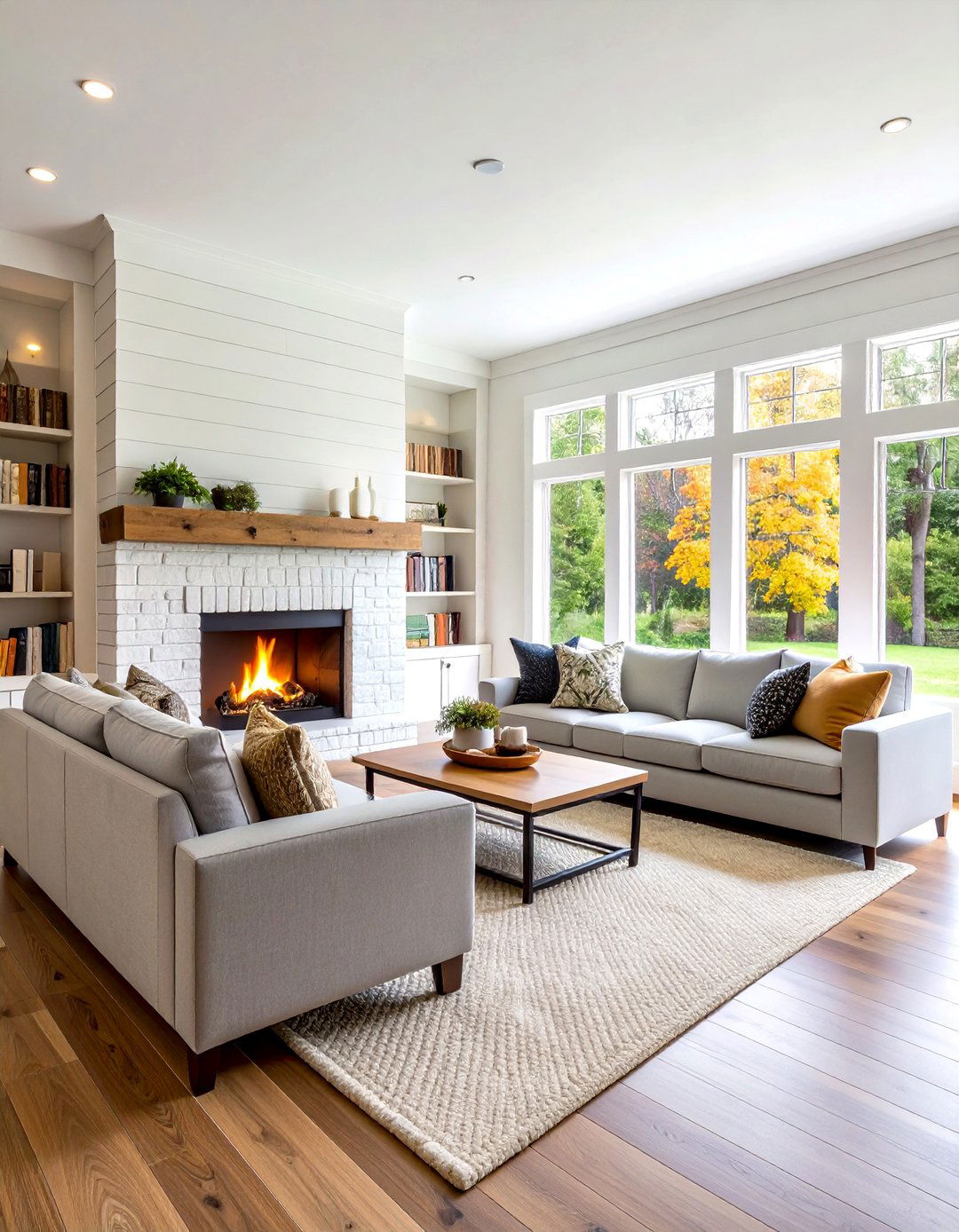Modern Farmhouse Sectional Layout - 24 Living Room Ideas With Sectionals and Fireplace