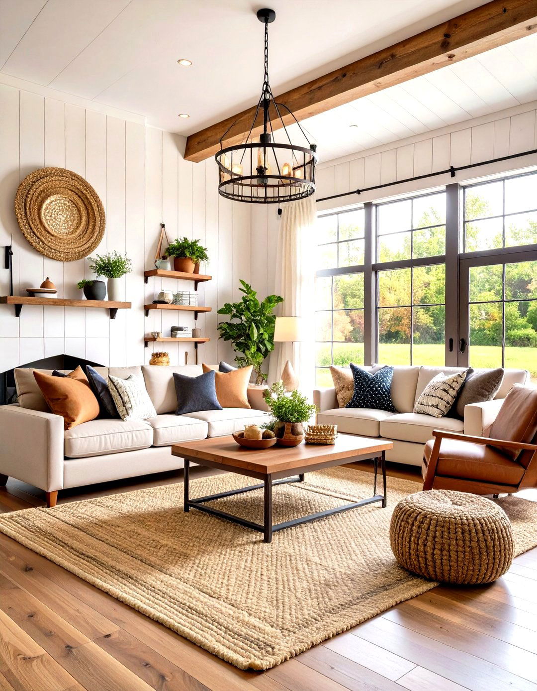 Modern Farmhouse Shiplap and Black Barn Door Style - 24 Black and Brown Living Room Ideas