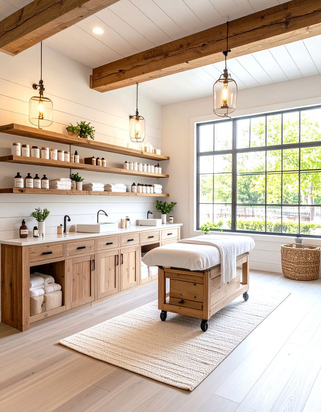 Modern Farmhouse Treatment Space - 24 Esthetician Room Ideas