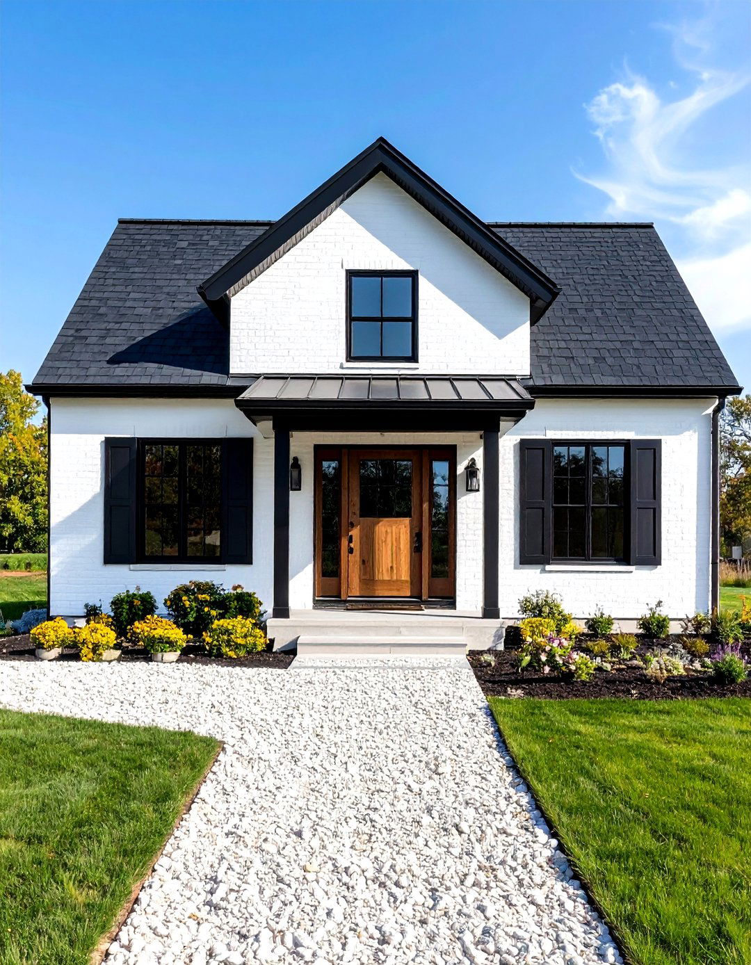 Modern Farmhouse White Brick Design - 24 White Brick House With Black Trim