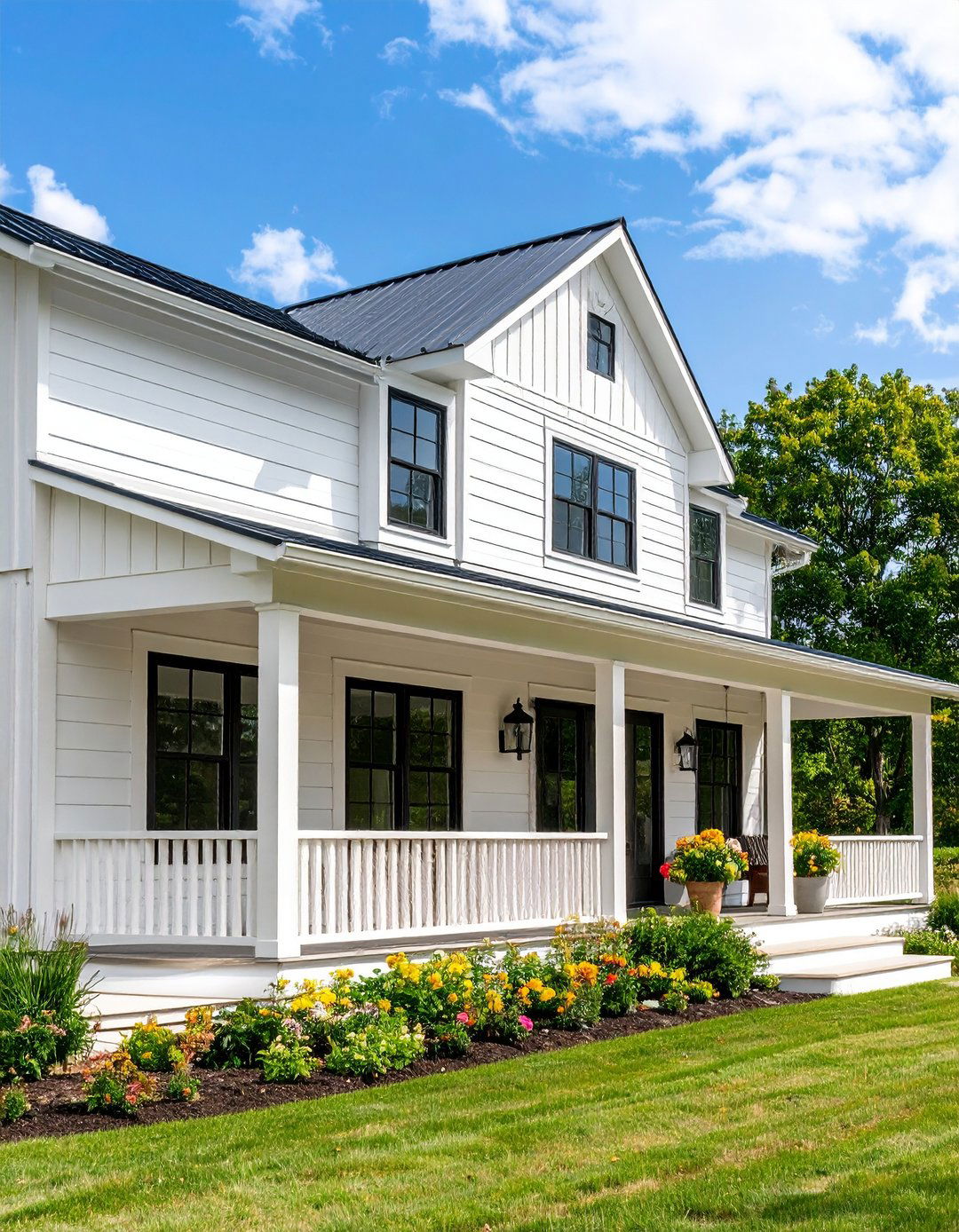 Modern Farmhouse White Exterior - 24 Pole Barn and Barndominium House Exteriors