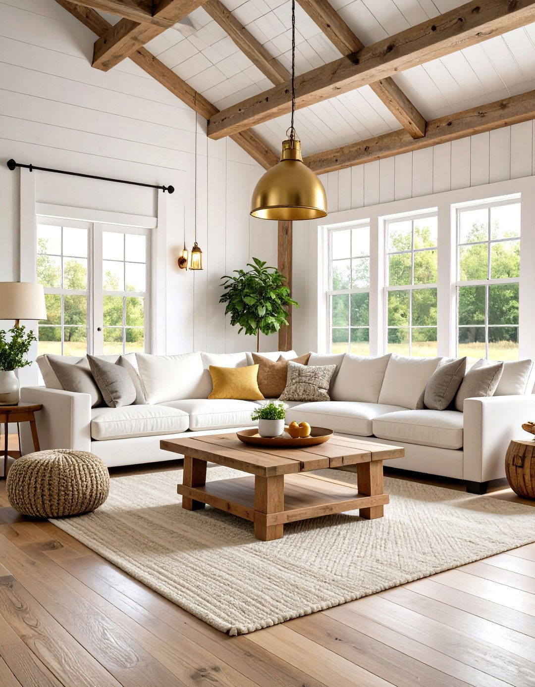 Modern Farmhouse White Gold Living Room - 24 White and Gold Living Room Ideas