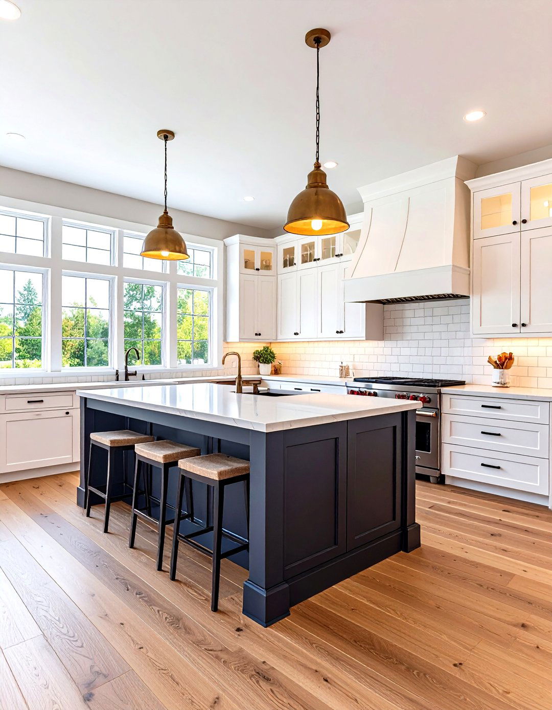Modern Farmhouse White Shaker Kitchen Black Island - 24 white kitchen ideas with black island