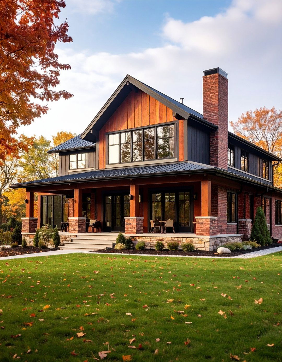 Modern Farmhouse Window Frames - 24 Red Brick House with Black Trim Design Ideas