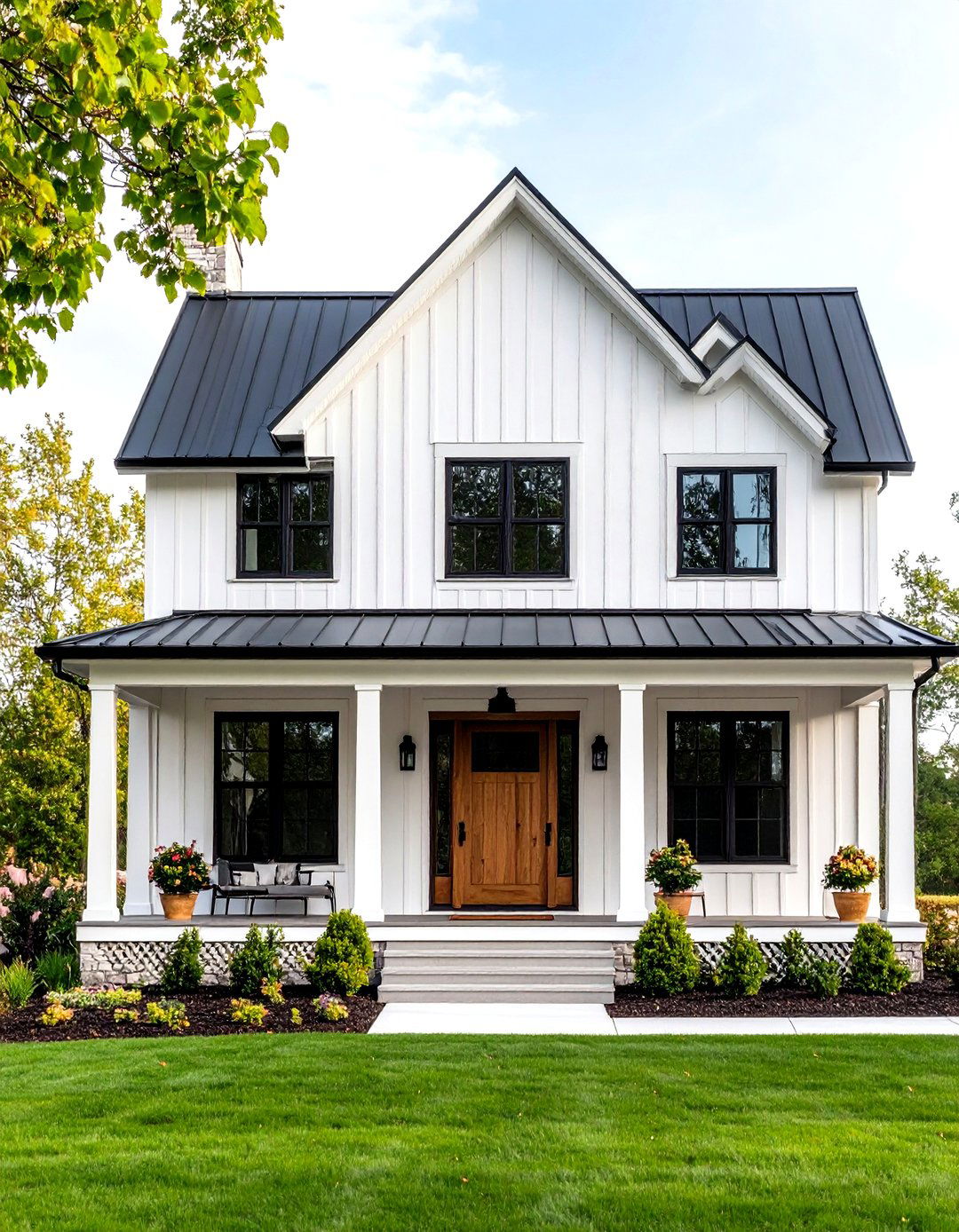 Modern Farmhouse with Board and Batten Siding - 24 White Home Exterior Ideas