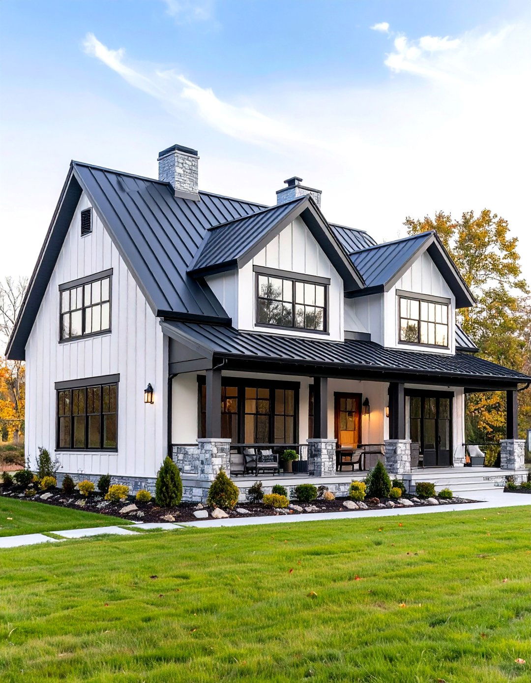 Modern Farmhouse with Metal Standing Seam Roofing - 24 Modern Farmhouse Exterior