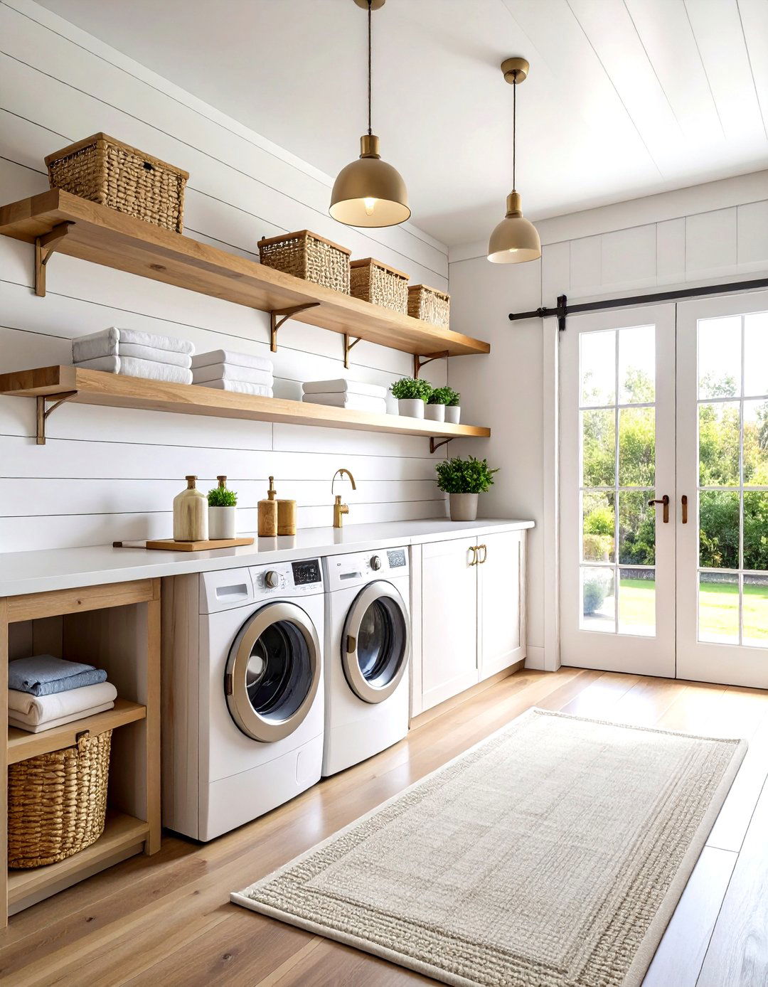 Modern Farmhouse with Shiplap Walls - 24 Laundry Room Decor Ideas
