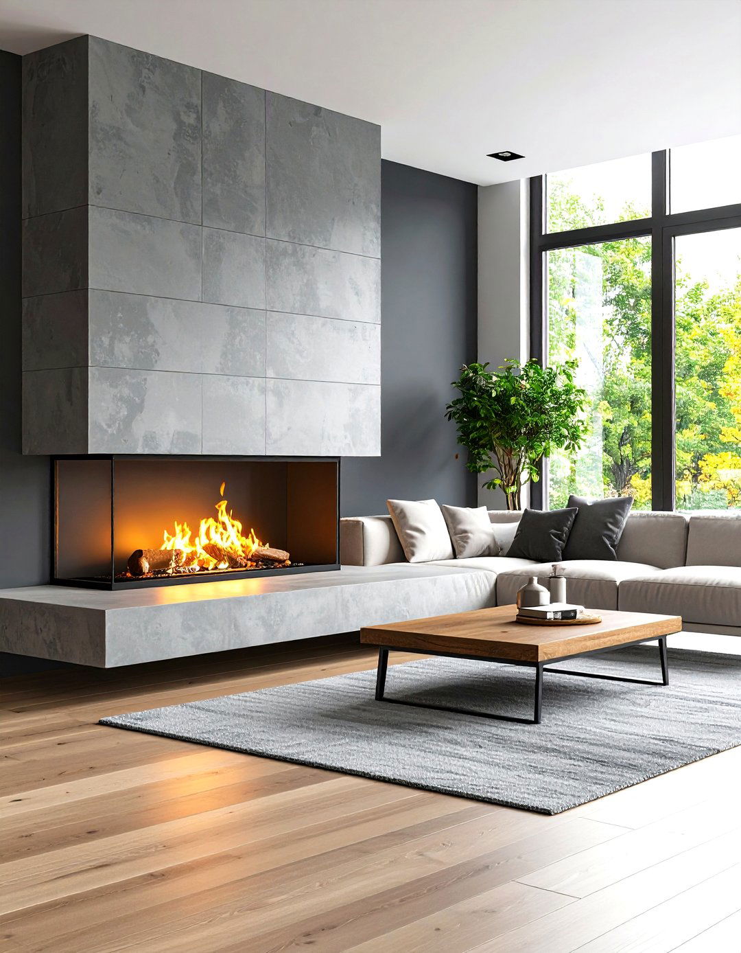 Modern Floating Hearth Design - 24 Living Room Fireplace Ideas