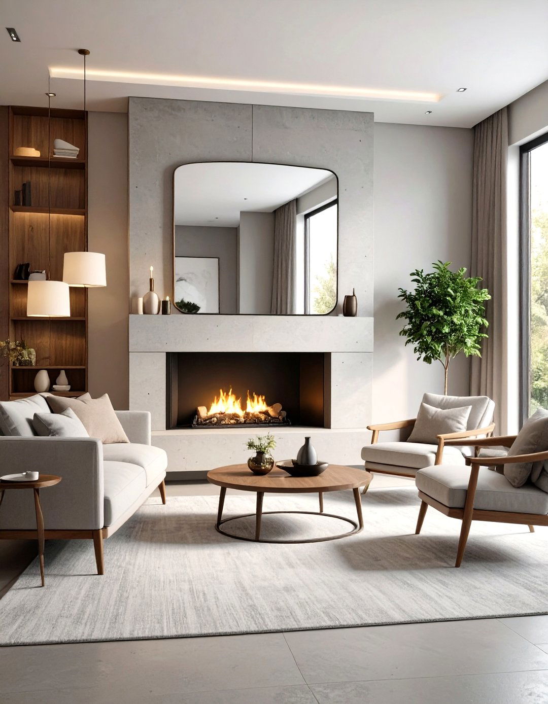 Modern Frameless Mirror Style - 24 Mirror Over Fireplace Ideas