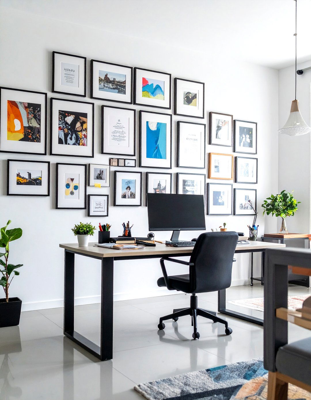 Modern Gallery Wall Office Displays - 24 Office Accent Wall Ideas