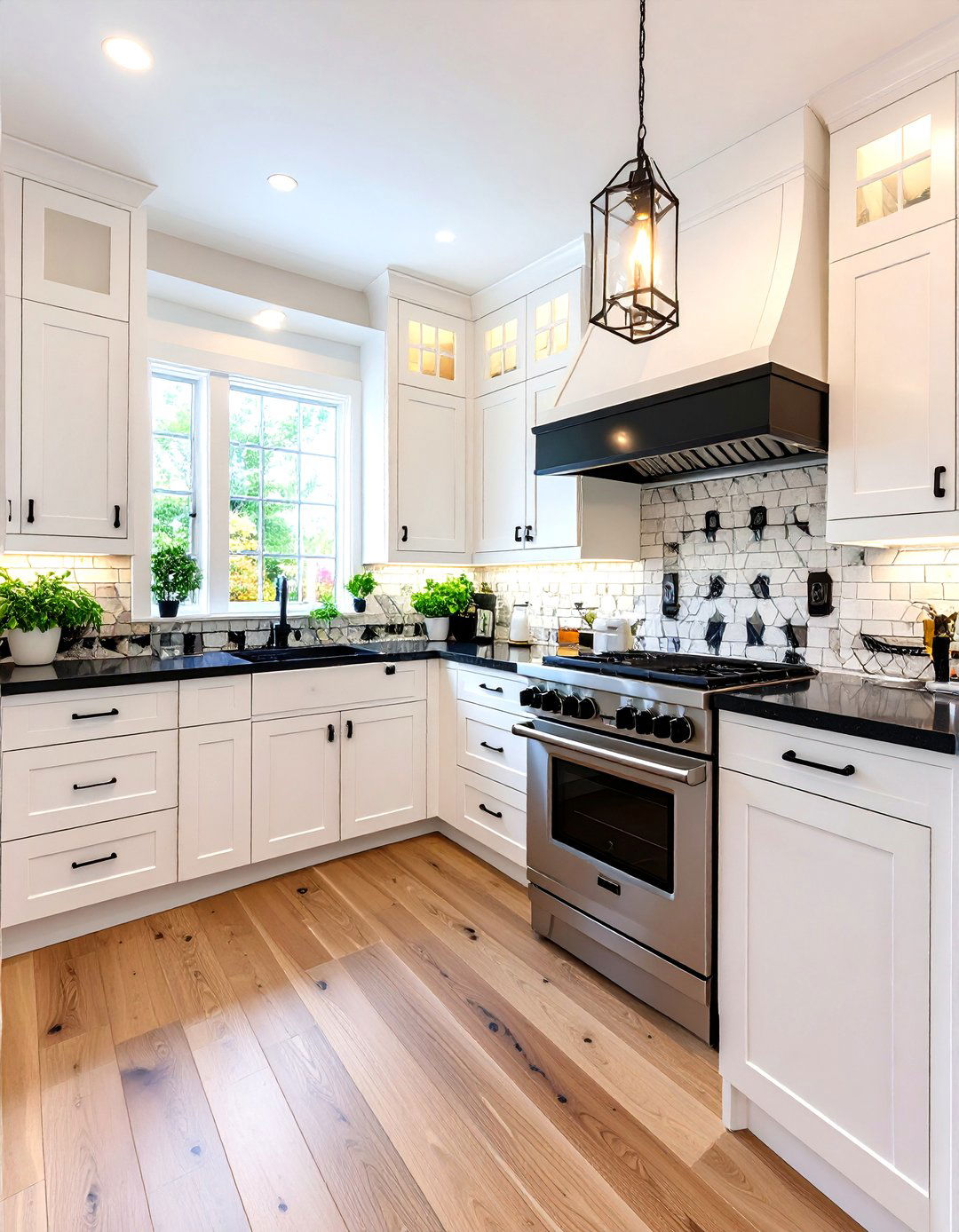 Modern Galley Kitchen Maximizing Space - 24 white kitchen with black countertops ideas