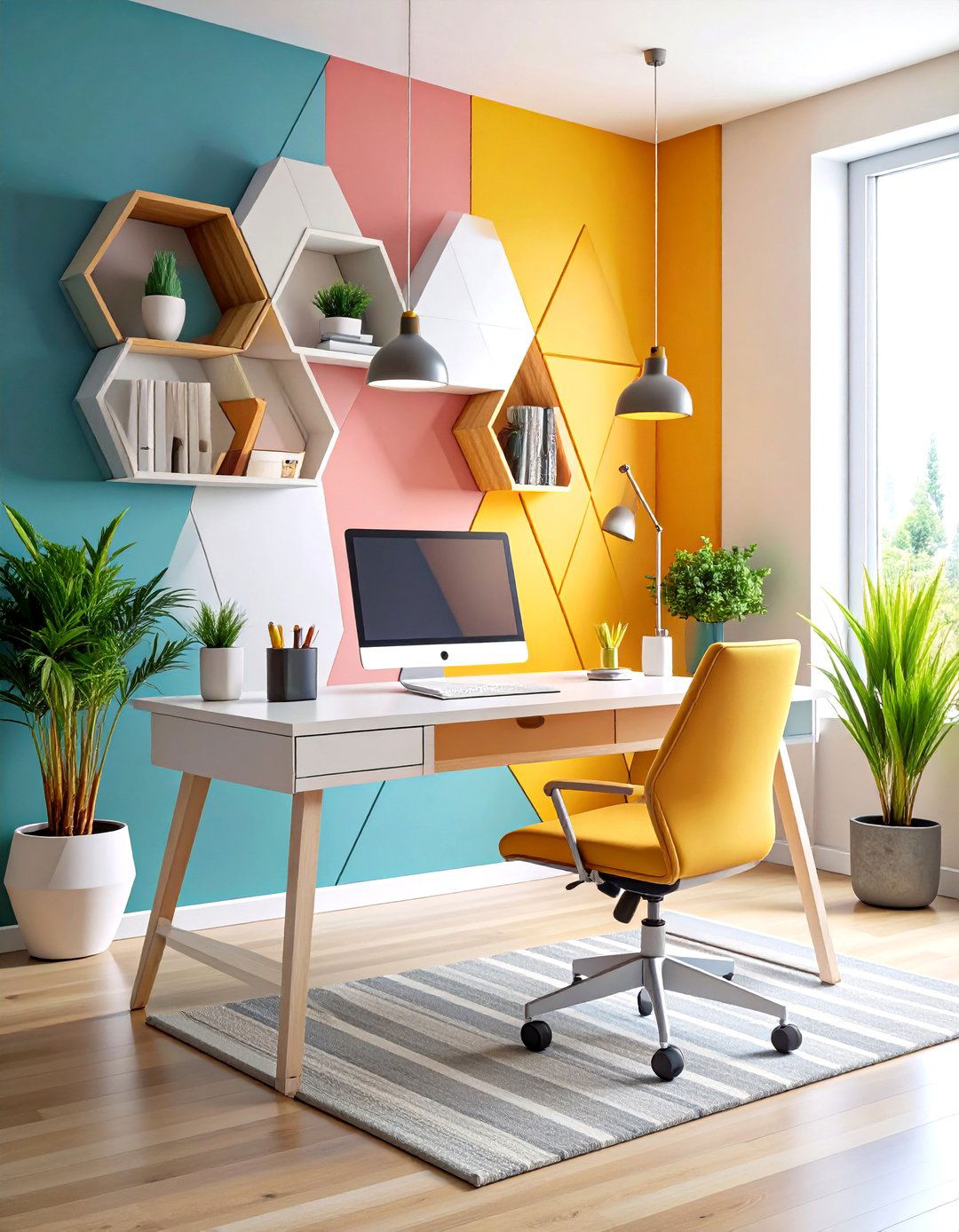 Modern Geometric Color Blocking - 24 Desk Decor Ideas