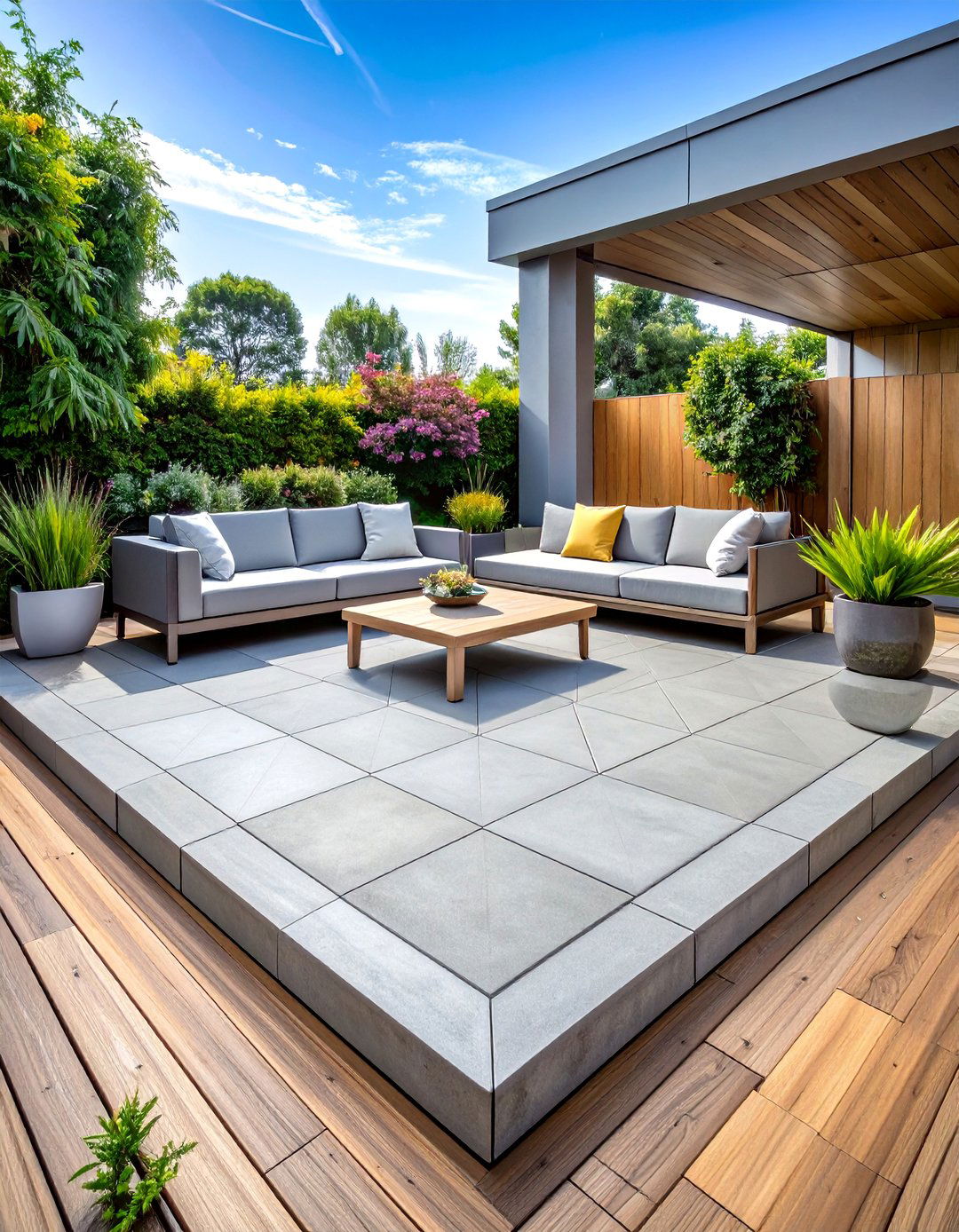 Modern Geometric Concrete Deck Design - 24 Concrete Deck Ideas
