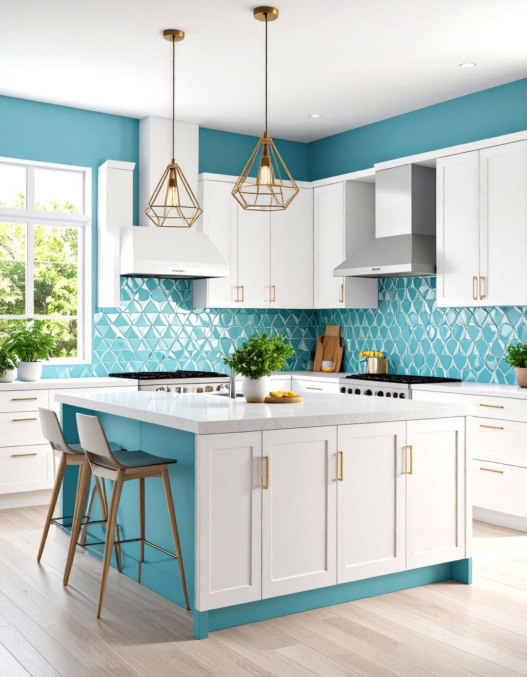 Modern Geometric Design - 24 Kitchen With White Appliances Ideas