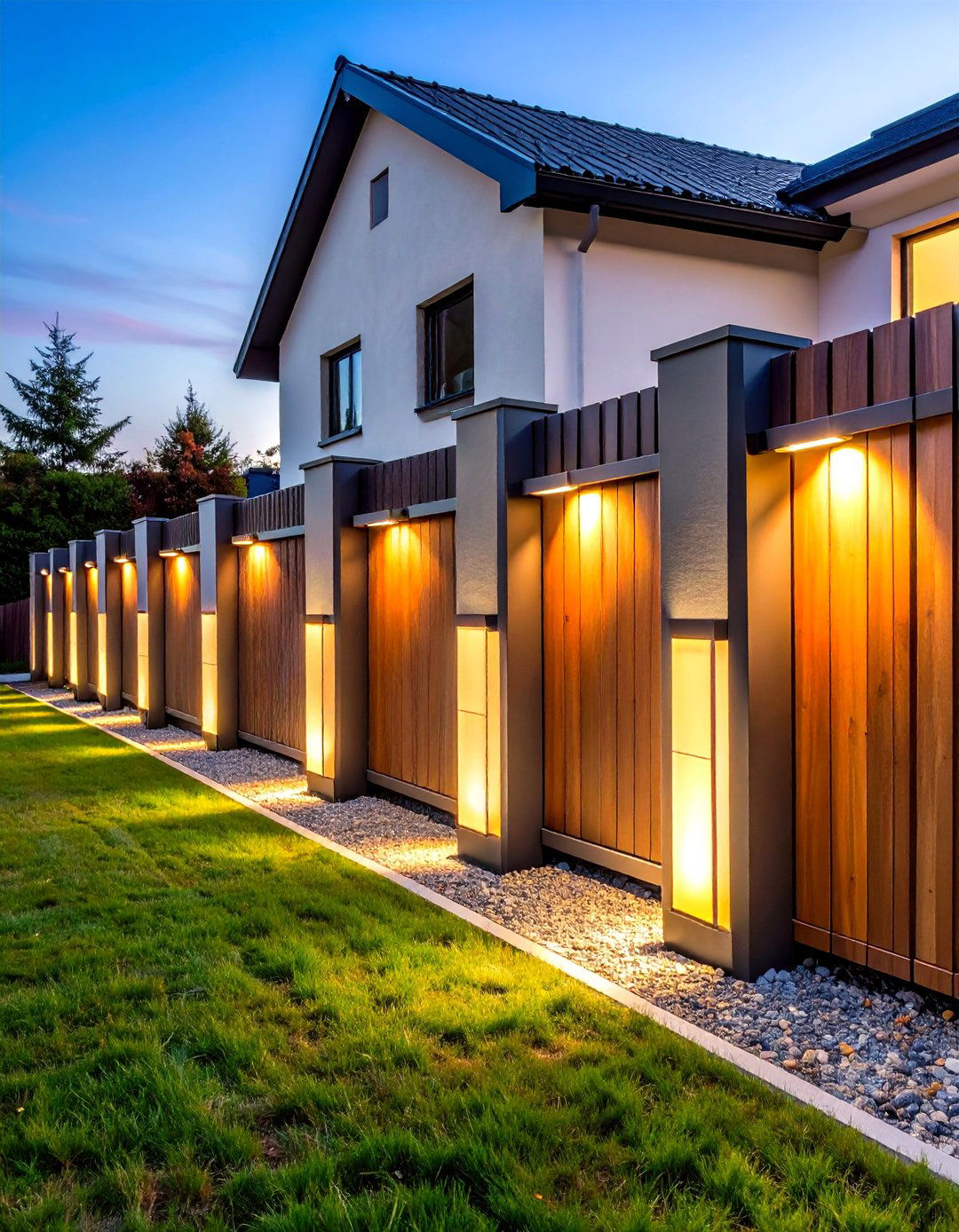Modern Geometric Fence Fixtures - 24 Fence Lighting Ideas