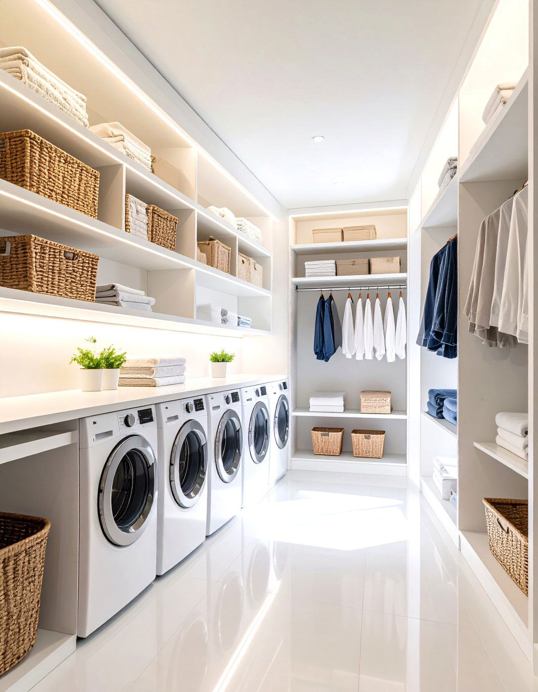 Modern Geometric Floating Shelves - 24 Laundry Closet Ideas
