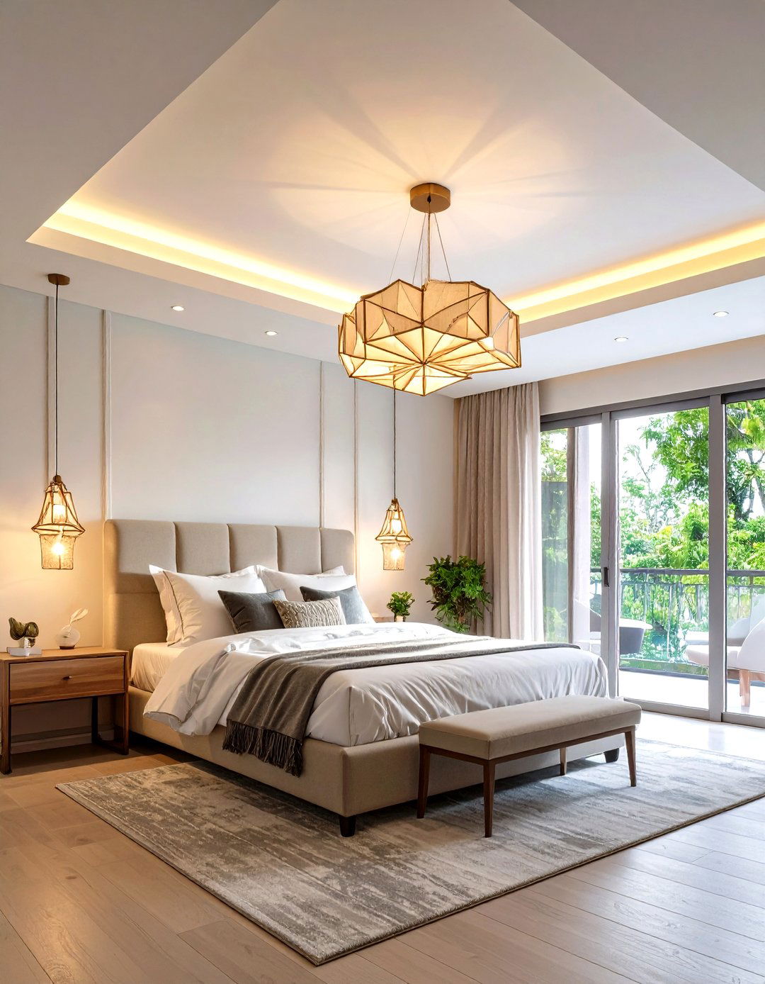Modern Geometric Flush Mount Light - 24 Small Bedroom Lighting Ideas