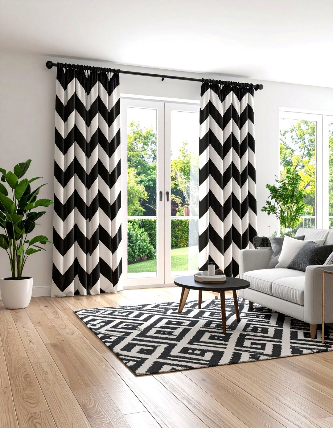 Modern Geometric French Door Curtains - 24 French Door Curtain Ideas