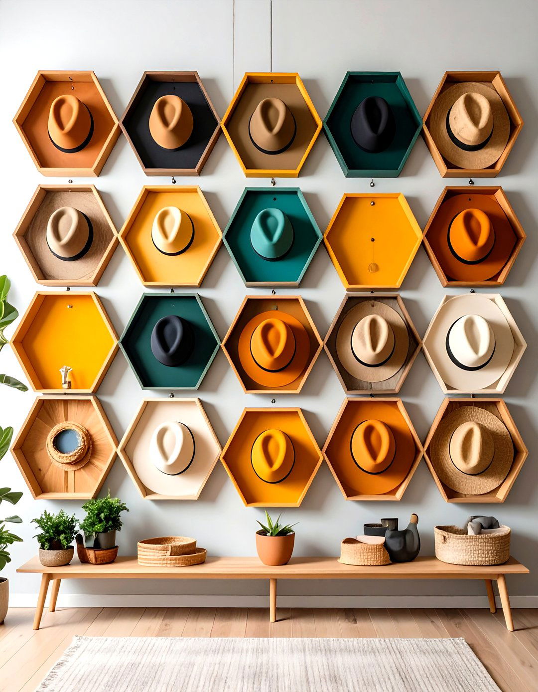 Modern Geometric Hat Wall Art - 24 Hat Rack Ideas