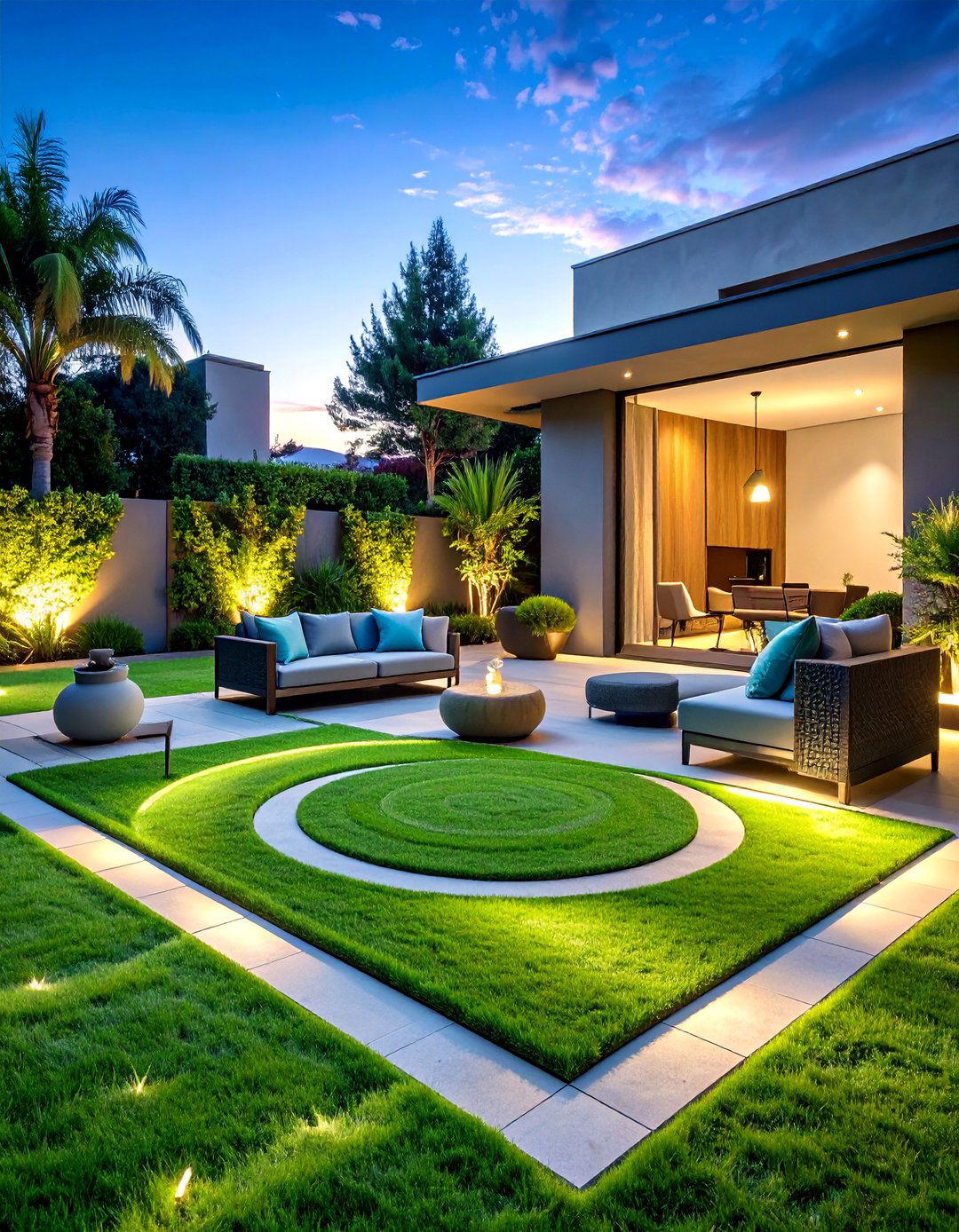 Modern Geometric Pattern Design - 24 Backyard Turf Ideas