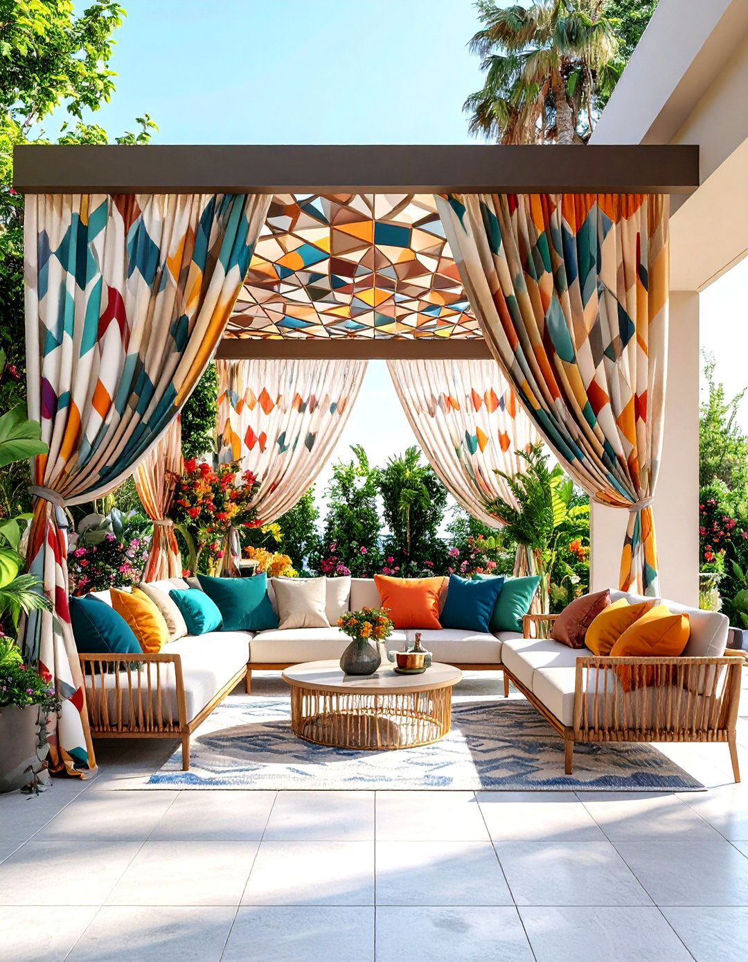 Modern Geometric Patterns for Contemporary Style - 24 Patio Curtain Ideas