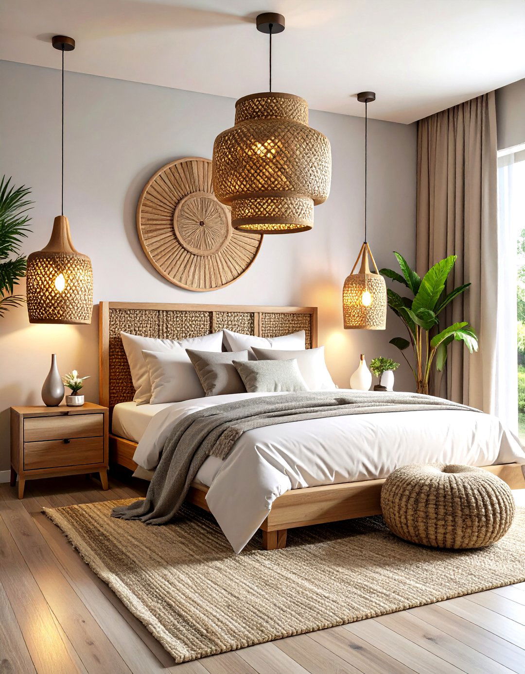 Modern Geometric Rattan Lighting Collection - 24 rattan bedroom furniture ideas