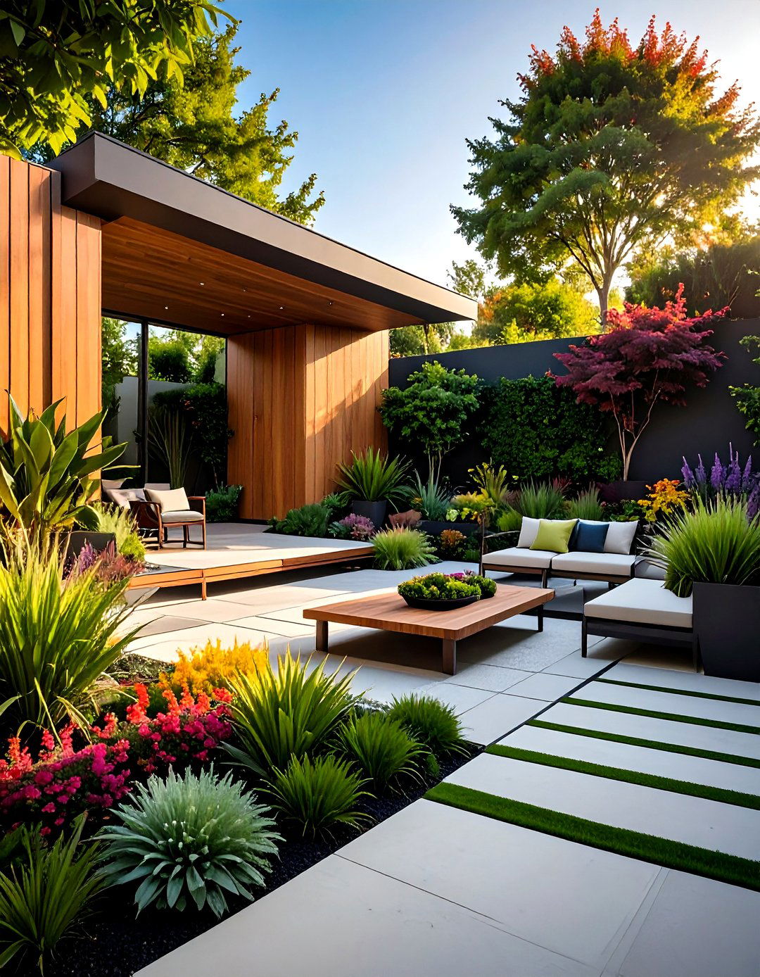Modern Geometric Sunken Patio - 24 Sunken Patio Ideas