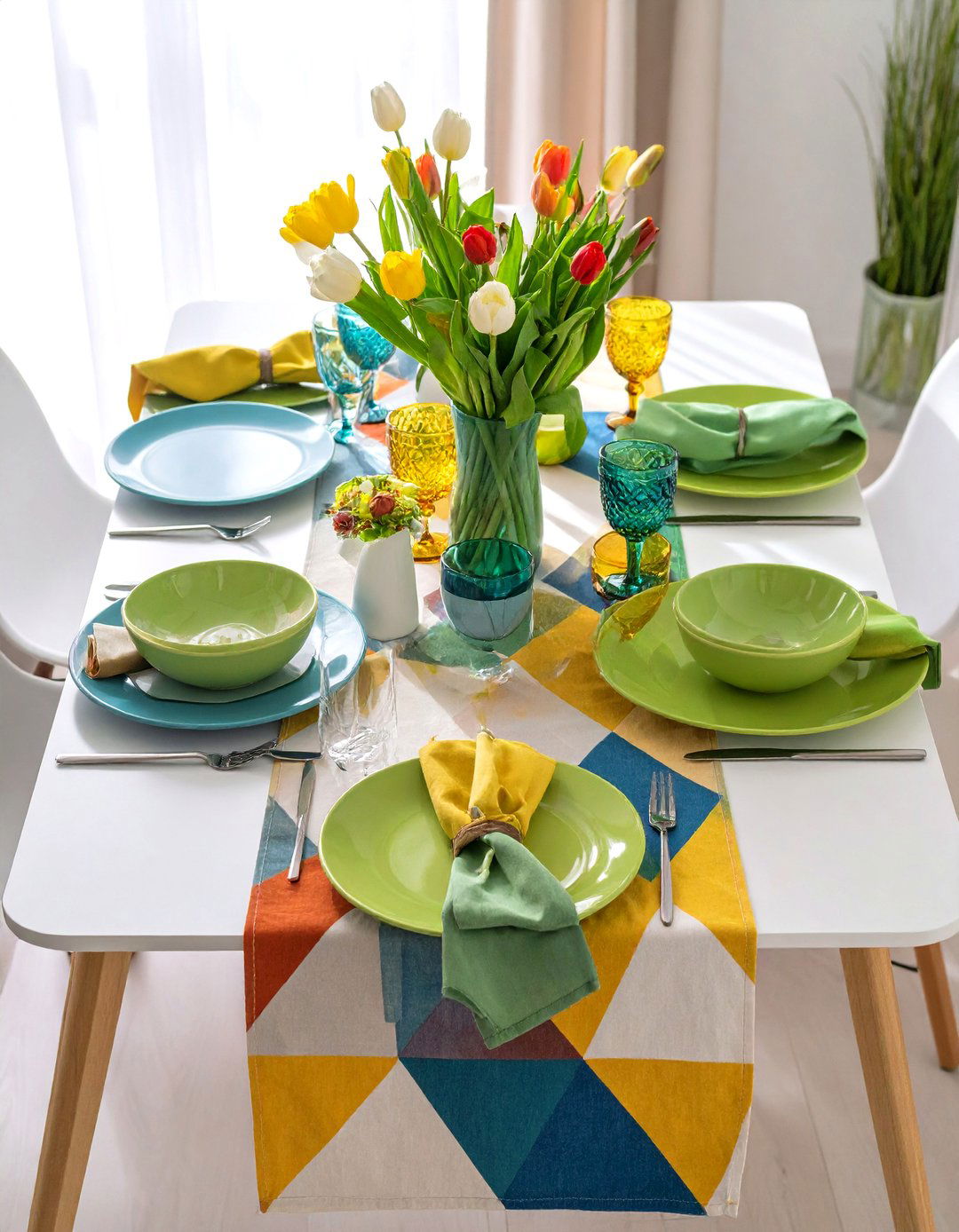 Modern Geometric Table Runner with Bold Patterns - 24 Table Runner Ideas