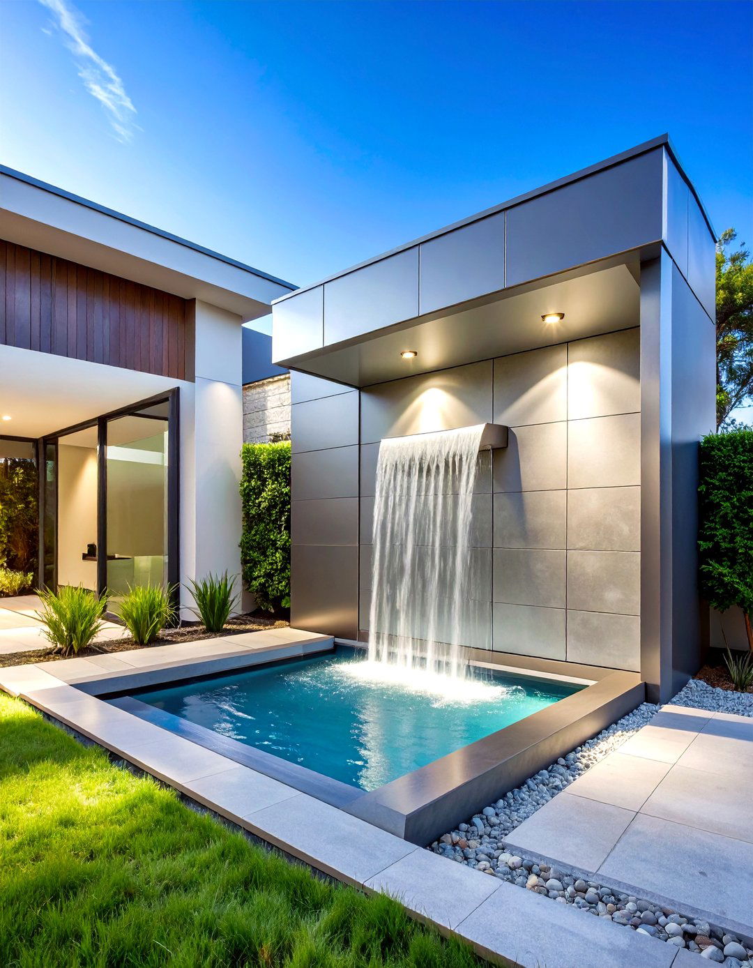 Modern Geometric Wall Fountain - 24 Water Feature Ideas